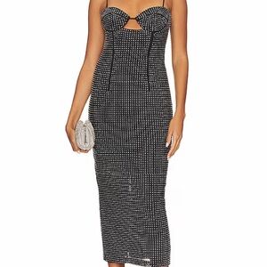 Bardot Black and White Aisha Rhinestone Embellished Cutout Midi Dress